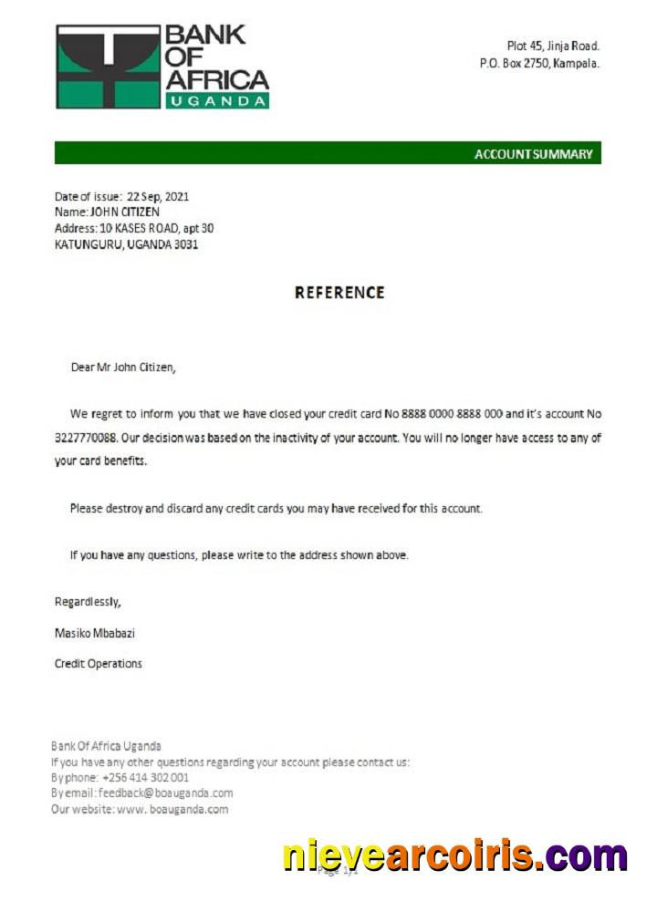 Uganda Bank of Africa closure reference